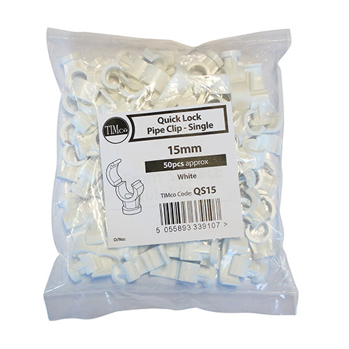 Single QuickLoc Pipe Clip 15mm - 50 PCS