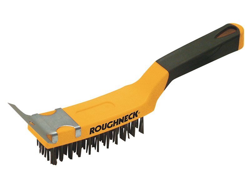 Roughneck Carbon Steel Wire Brush Soft Grip with Scraper 300mm (12in) Main Image