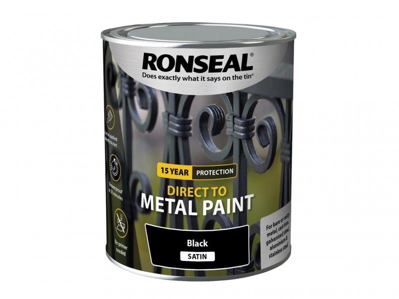 Ronseal Direct to Metal Paint Black Satin 750ml Main Image