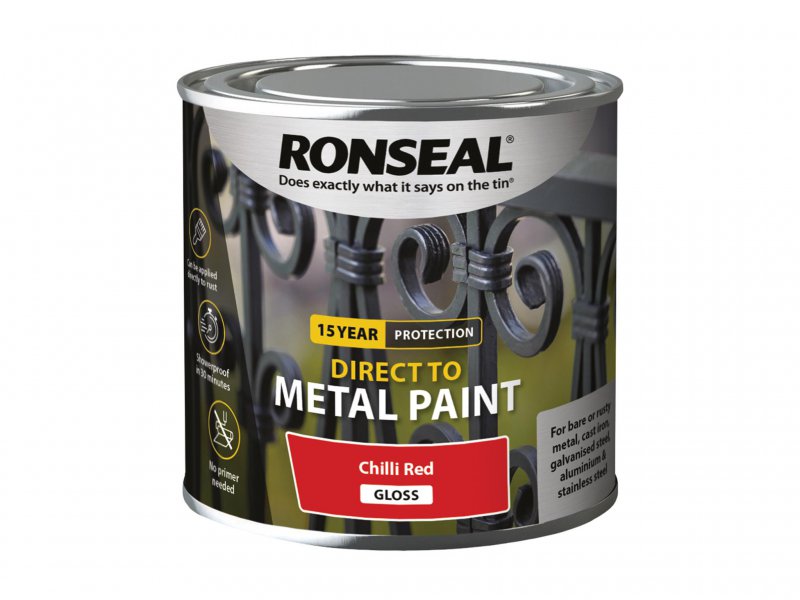 Ronseal Direct to Metal Paint Chilli Red Gloss 250ml Main Image