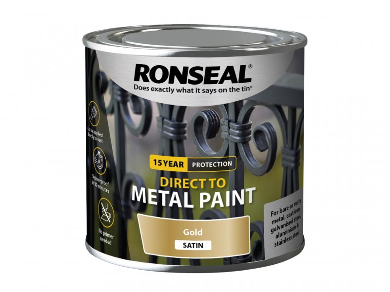 Ronseal Direct to Metal Paint Gold Satin 250ml Main Image