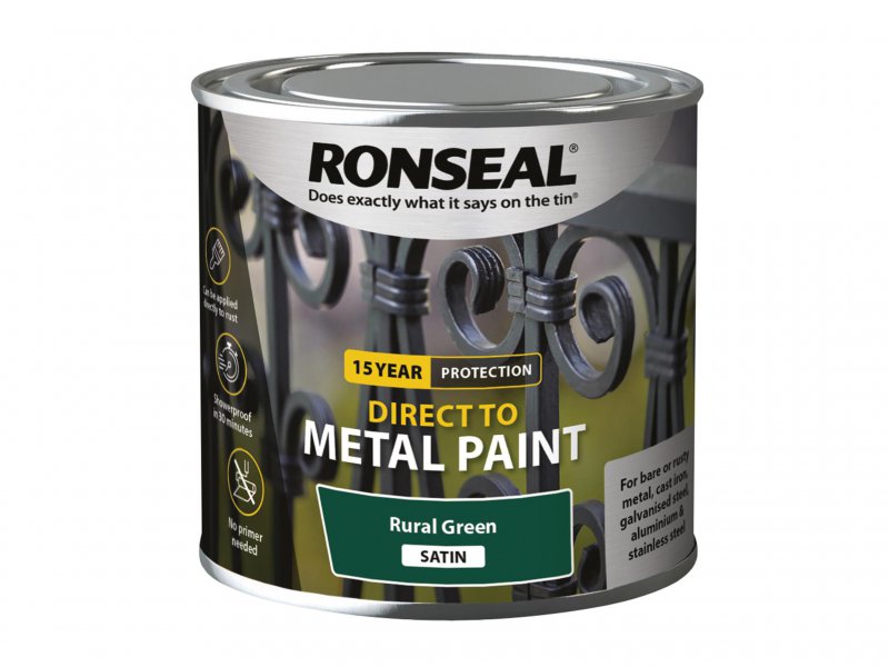 Ronseal Direct to Metal Paint Rural Green Satin 250ml Main Image