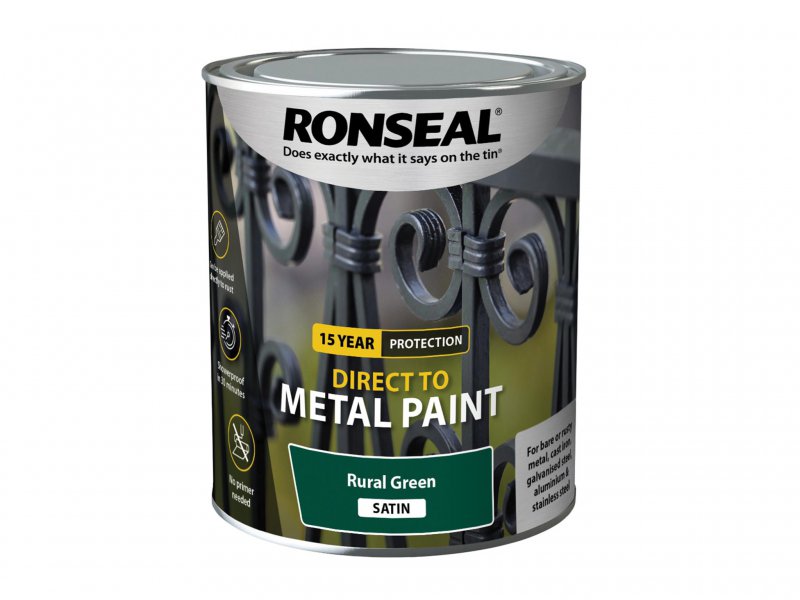 Ronseal Direct to Metal Paint Rural Green Satin 750ml Main Image