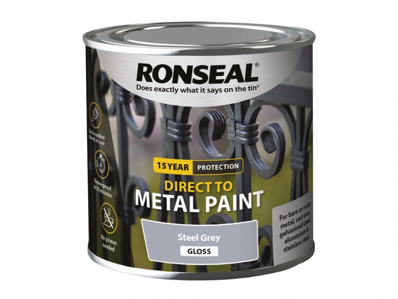 Ronseal Direct to Metal Paint Steel Grey Gloss 250ml Main Image