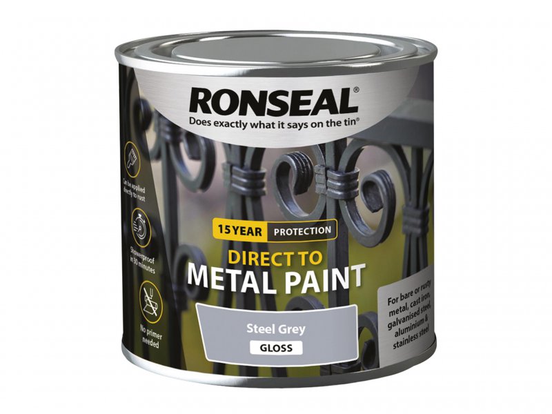 Ronseal Direct to Metal Paint Steel Grey Gloss 250ml Main Image