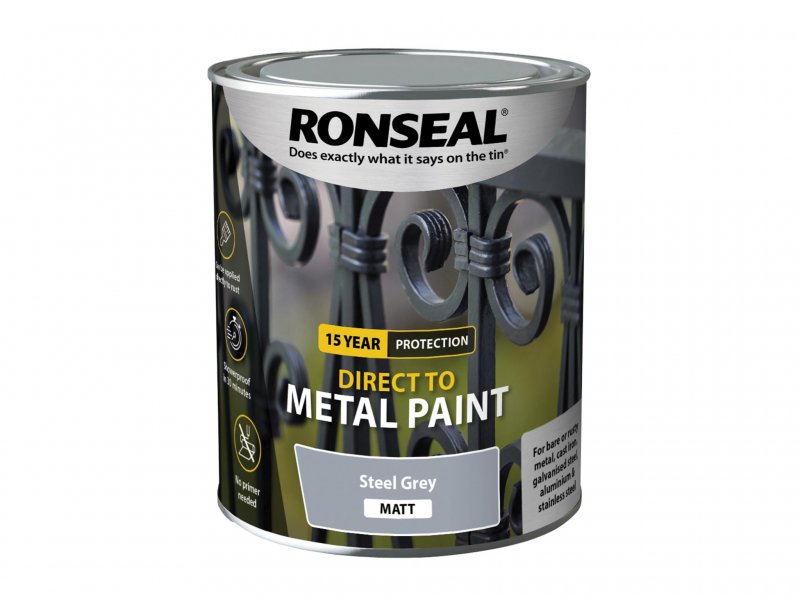 Ronseal Direct to Metal Paint Steel Grey Matt 750ml Main Image