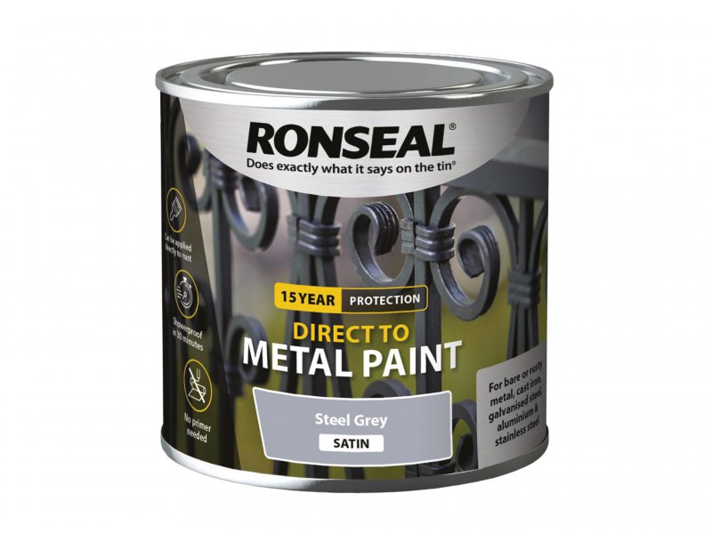 Ronseal Direct to Metal Paint Steel Grey Satin 250ml Main Image