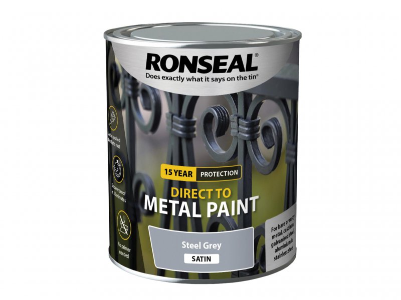 Ronseal Direct to Metal Paint Steel Grey Satin 750ml Main Image
