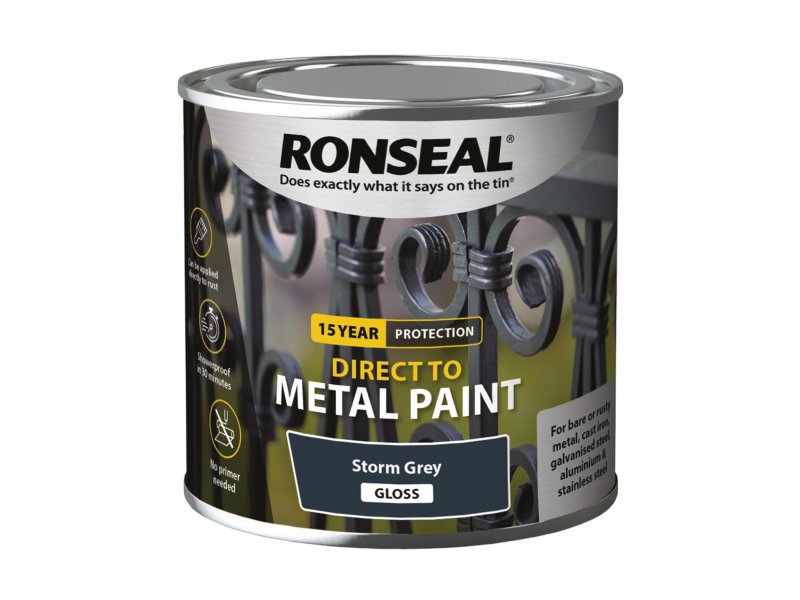 Ronseal Direct to Metal Paint Storm Grey Gloss 250ml Main Image