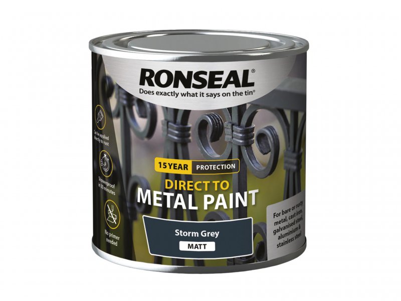 Ronseal Direct to Metal Paint Storm Grey Matt 250ml Main Image