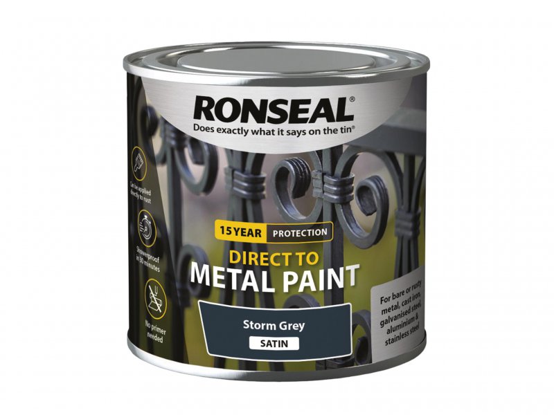 Ronseal Direct to Metal Paint Storm Grey Satin 250ml Main Image