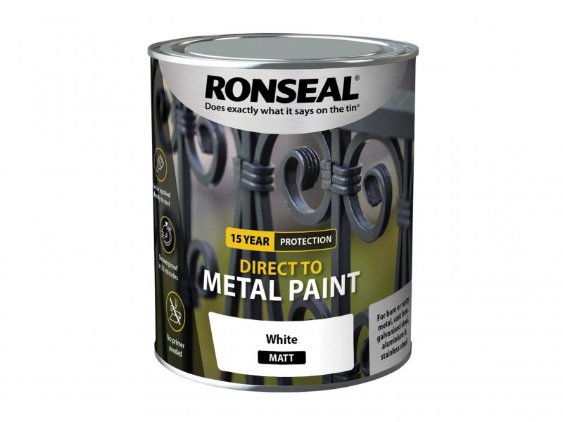 Ronseal Direct to Metal Paint White Matt 750ml Main Image