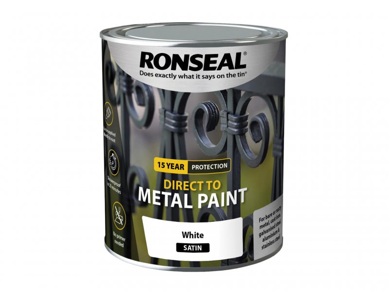 Ronseal Direct to Metal Paint White Satin 750ml Main Image
