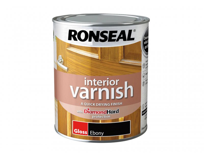 Ronseal Interior Varnish Quick Dry Gloss Ebony 750ml Main Image