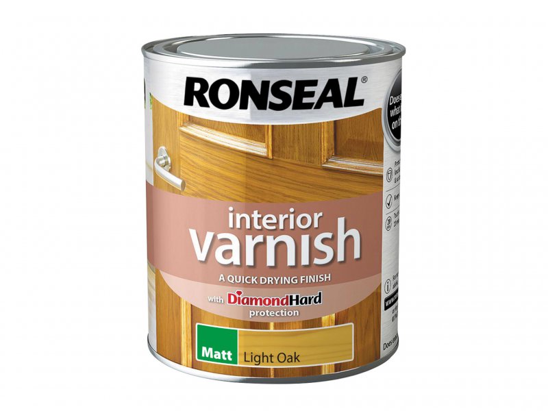 Ronseal Interior Varnish Quick Dry Matt Light Oak 750ml Main Image