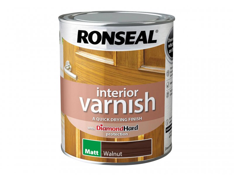 Ronseal Interior Varnish Quick Dry Matt Walnut 750ml Main Image