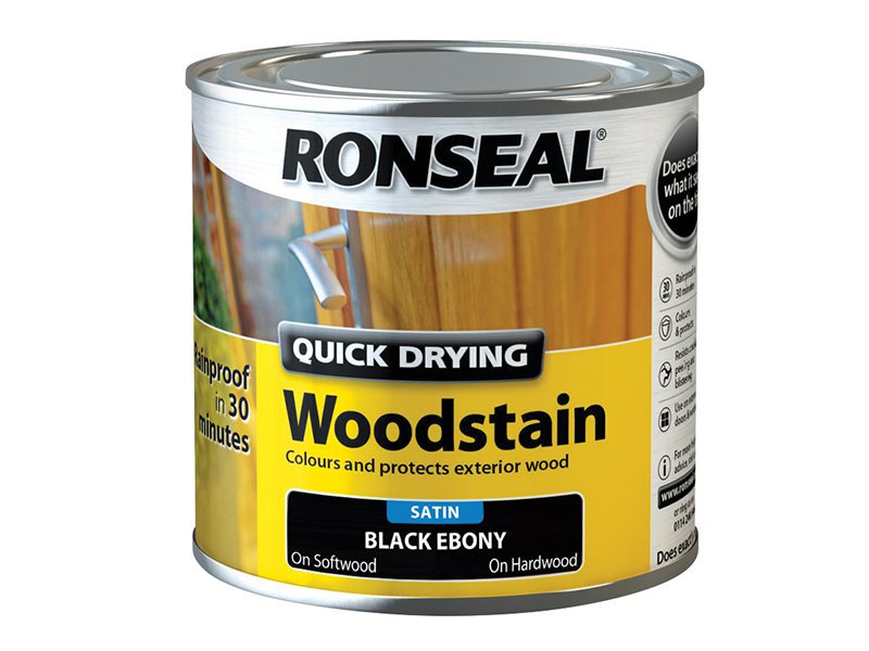 Ronseal Woodstain Quick Dry Satin Ebony 250ml Main Image