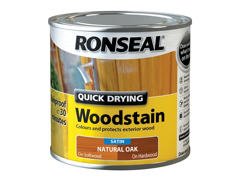 Ronseal Woodstain Quick Dry Satin Natural Oak 250ml Main Image