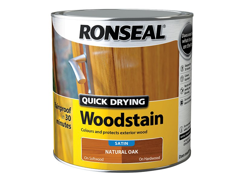 Ronseal Woodstain Quick Dry Satin Natural Oak 2.5 Litre Main Image
