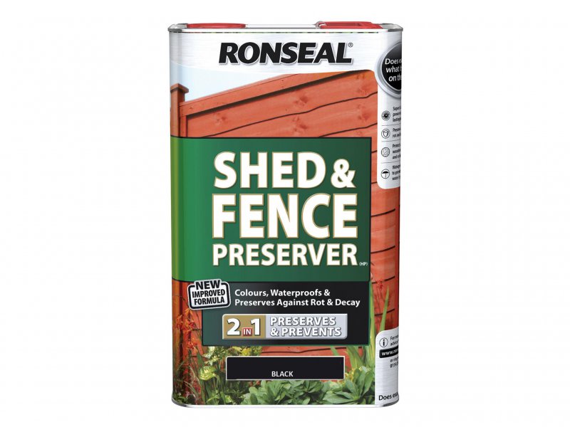 Ronseal Shed & Fence Preserver Black 5 litre