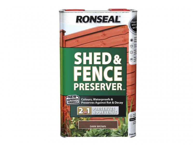 Ronseal Shed & Fence Preserver Dark Brown 5 Litre