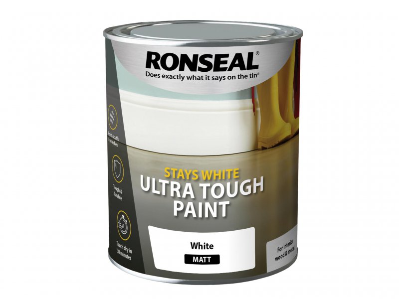 Ronseal Stays White Ultra Tough Paint Matt White 750ml