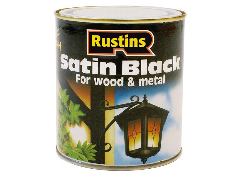 Rustins Satin Black Paint Quick Drying 1 Litre Main Image