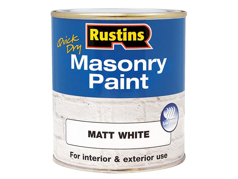 Rustins Quick Dry Masonry Paint White 500ml Main Image