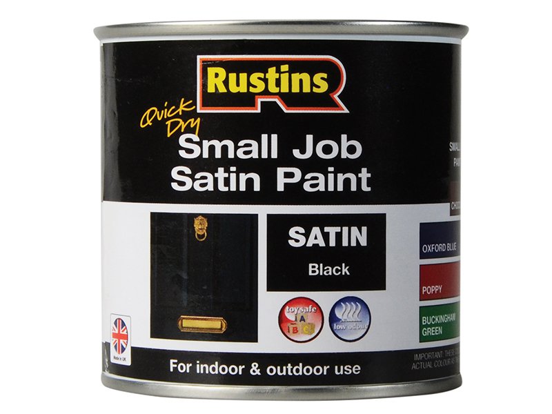 Rustins Quick Dry Small Job Satin Paint Black 250ml Main Image