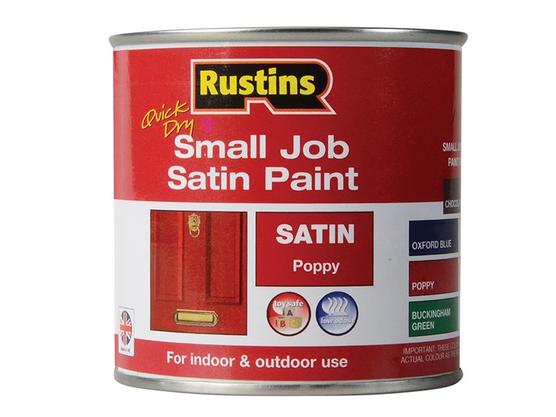 Rustins Quick Dry Small Job Satin Paint, Poppy 250ml Main Image
