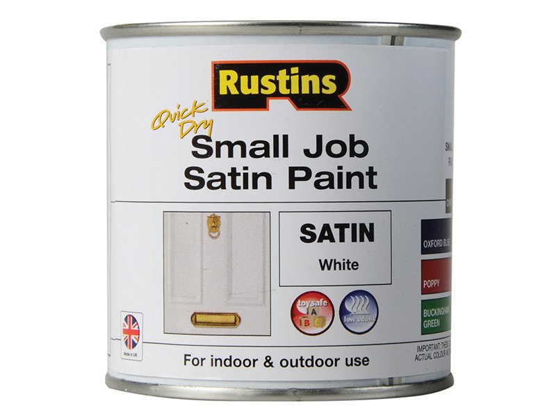 Rustins Quick Dry Small Job Satin Paint, White 250ml Main Image