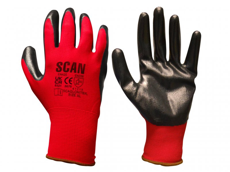 Scan Palm Dipped Black Nitrile Gloves Size 11 Extra Extra Large Main Image