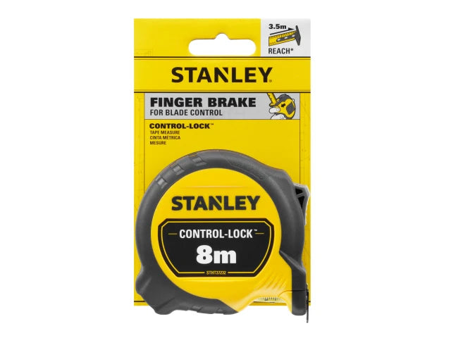 STANLEY Hand Tools CONTROL-LOCK Pocket Tape 8m (Width 25mm) (Metric only)