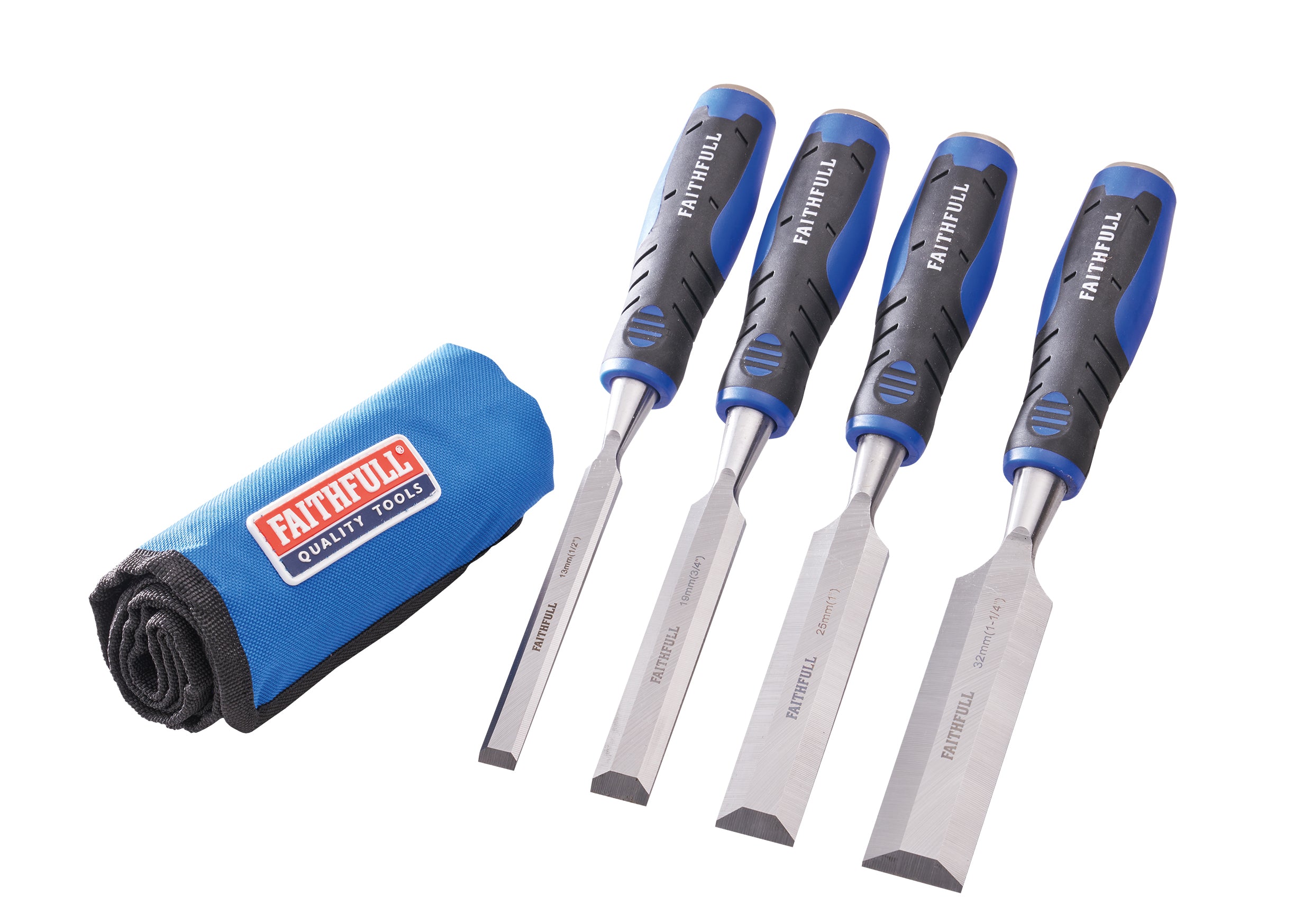 XMS Faithfull 4 Piece Soft Grip Chisel Set in Roll