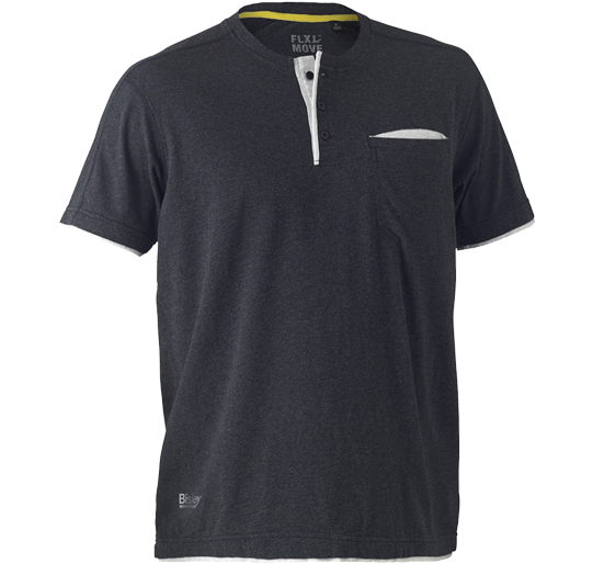 Flex & Move Cotton Henley T-Shirt Charcoal Marle (BCCG) XL