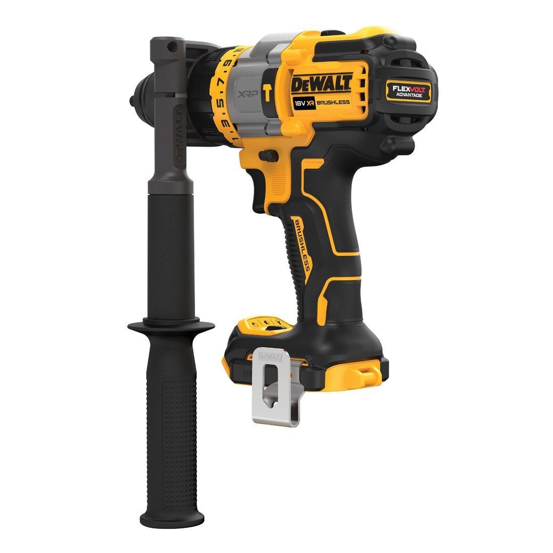 dewalt dcd999 yeloow and black reverse view