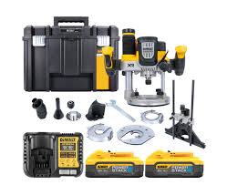 DEWALT DCW620H2 1/2in Plunge Router 18V Kit (inc 2 x 5.0Ah Powerstack Batteries, Charger & Carry Case)