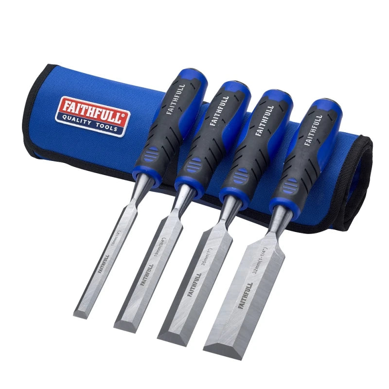 XMS Faithfull 4 Piece Soft Grip Chisel Set in Roll