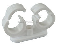 Open Pipe Clip 15mm Double White (Box 50)