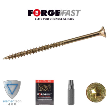 ForgeFast Elite Low-Torque Torx Woodscrews - Box 6 x 150mm (100)