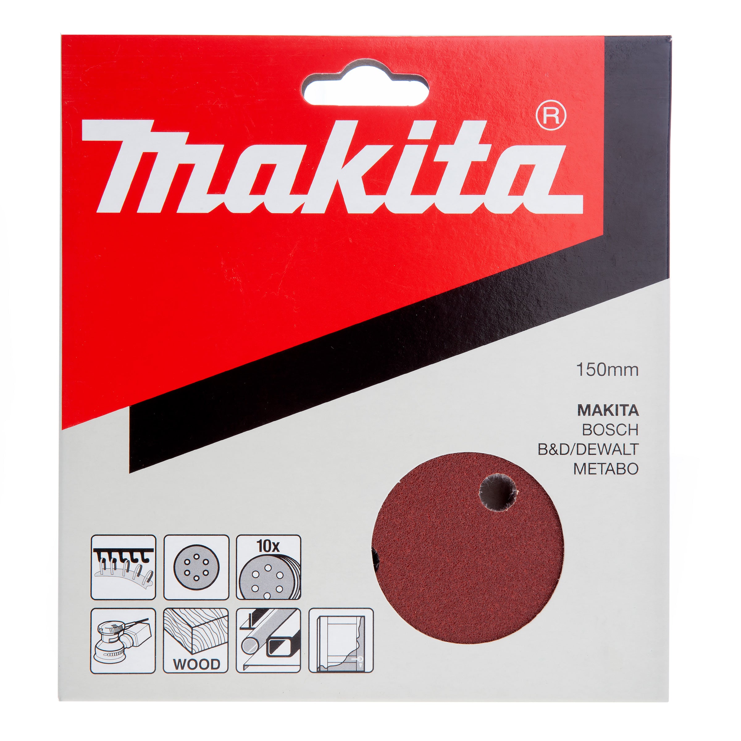 Makita 150mm Abrasive Discs - 80Grit - 10pk