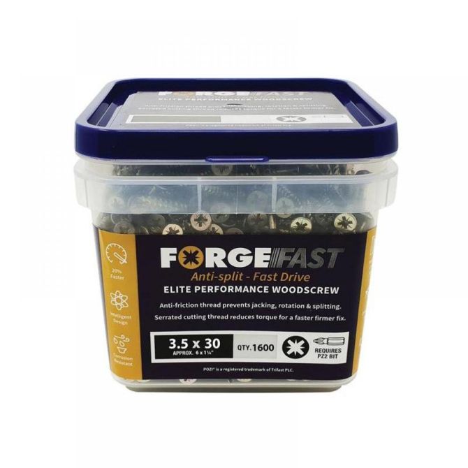 ForgeFast Elite Fast-Start Woodscrews - Tub 5.0 x 90mm (350)