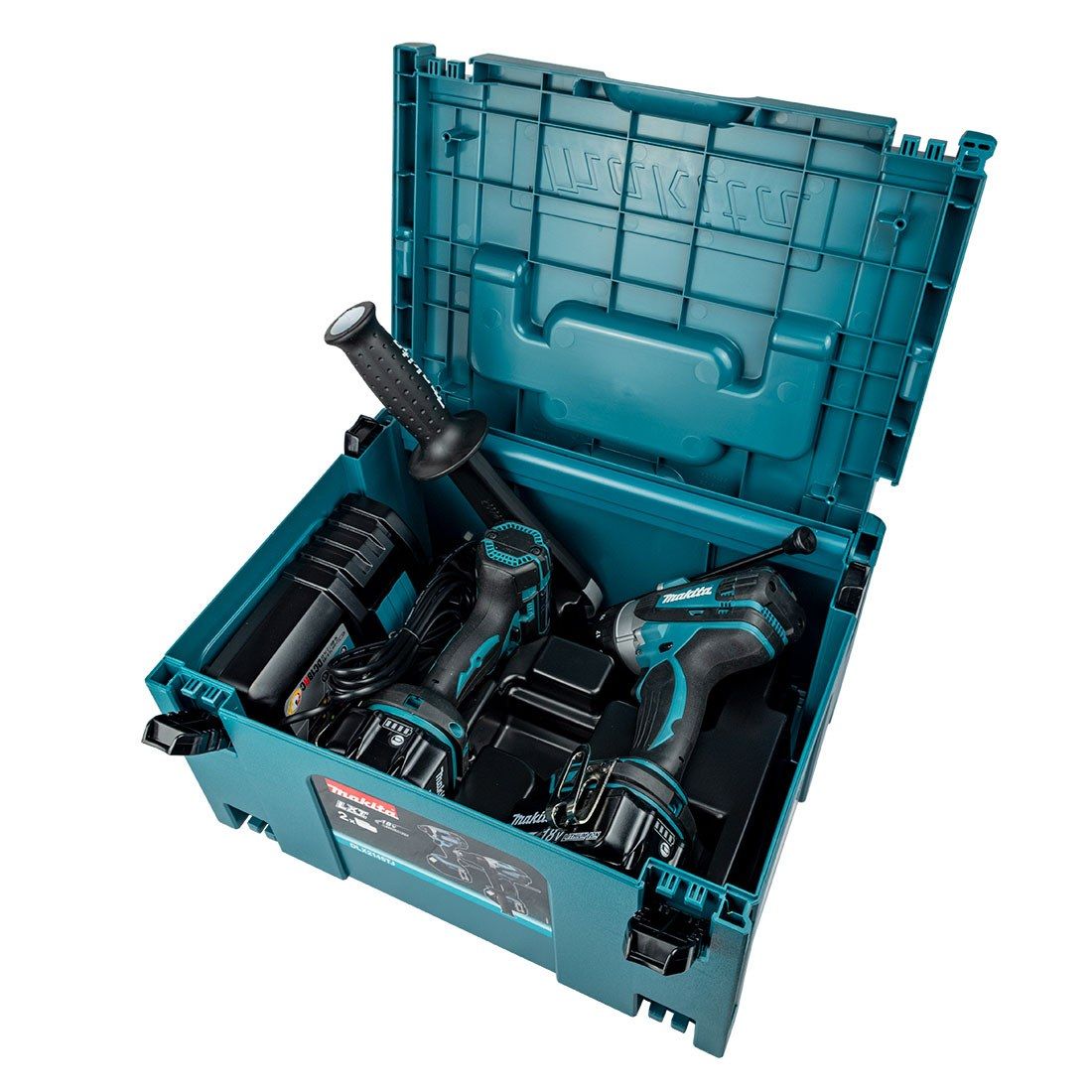 Makita DLX2145TJ 18V Combi & Impact Twin Kit (inc 2 x 5.0Ah Batteries & Charger) (DTD152 & DHP458)