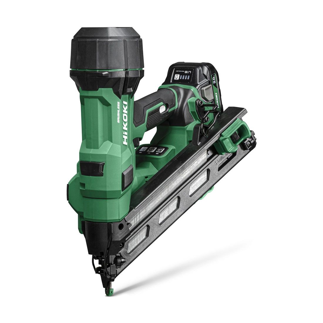 Hikoki - 18V 15GA Brushless Angled Finish Nailer Kit - with 2 x 2.0Ah Li-Ion