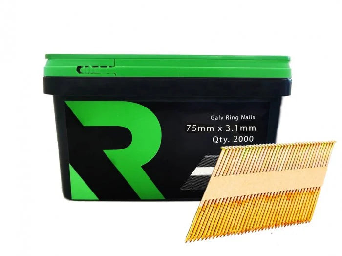 Rika - 1st Fix Collated Nails Galv Ring 3.1 x 75mm - No Fuel (Box of 2000)