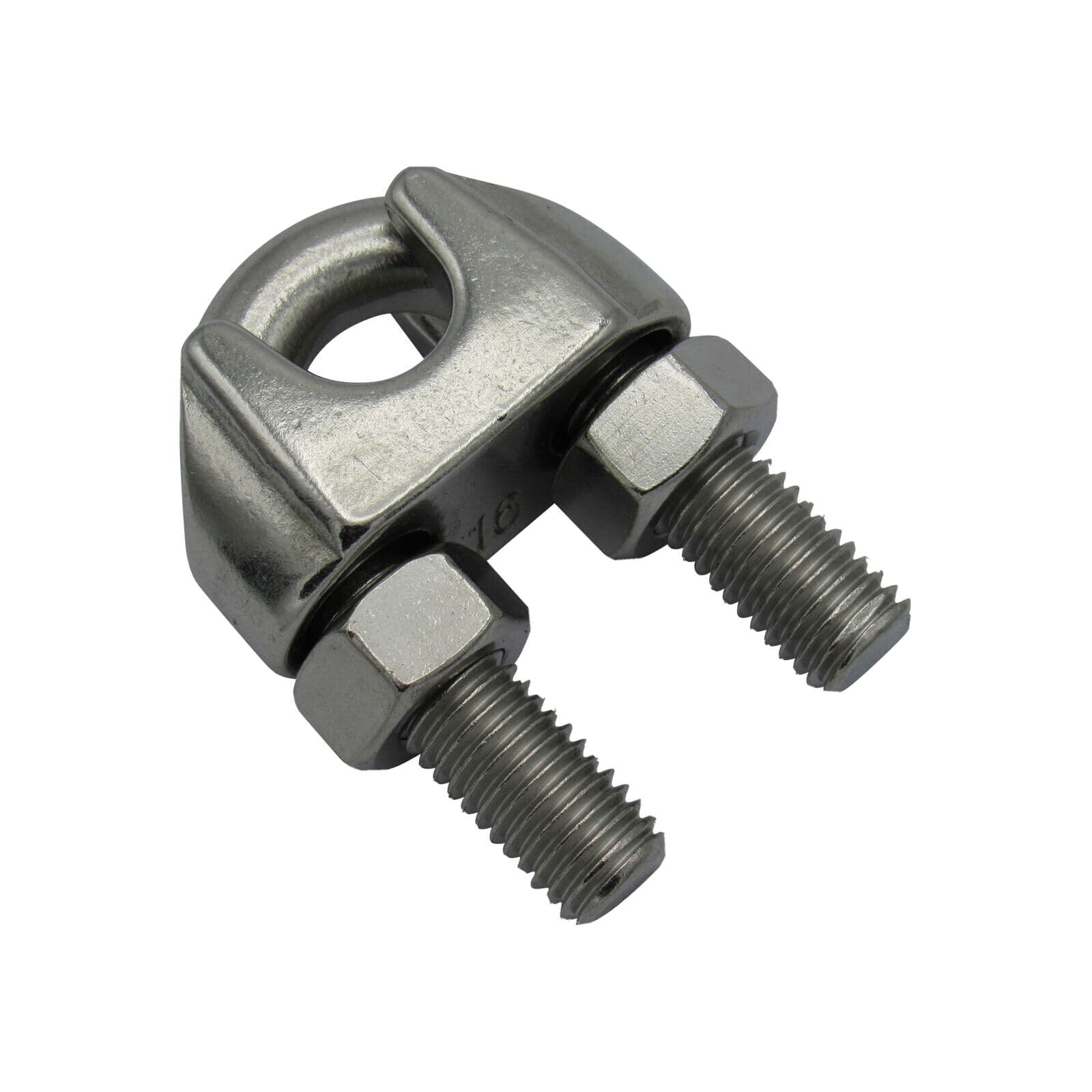 16mm AISI 316 Stainless Steel Wire Rope Clamp (DIN741 Type) (5 Pack)