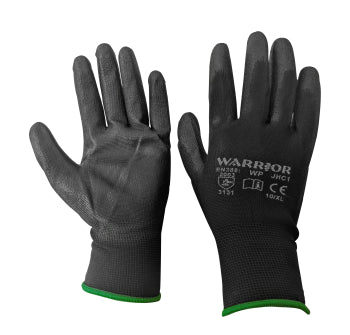 Warrior Black PU Gloves Palm Size 10