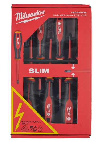 Milwaukee Tri-Lobe VDE Screwdriver PZ Set -7pcs