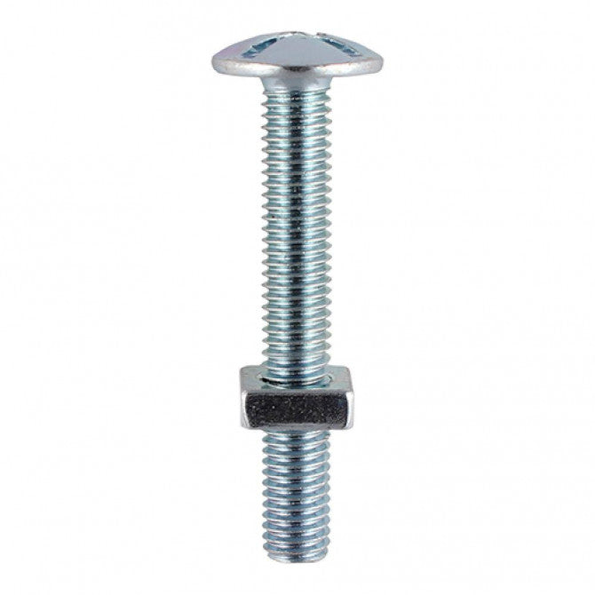 Roofing Bolt & SQ Nut - BZP M6 x 25 - 130 PCS