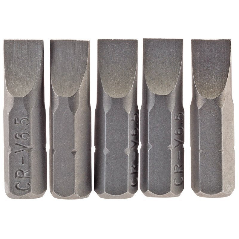 DRAPER 6.5mm 1/4 Hex. Plain Slot Insert Bit 25mm Long x 5 Main Image
